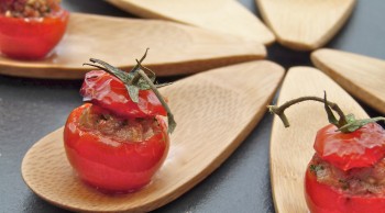 tomates cerises à la Bourguignonne (roasted and stuffed summer cherry tomatoes)