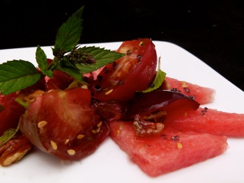watermelon and heirloom tomato salad