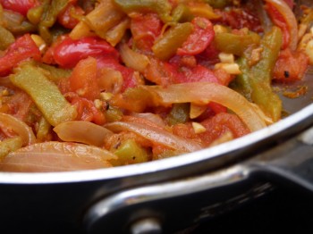 Sauté of onions, tomatoes and roasted peppers