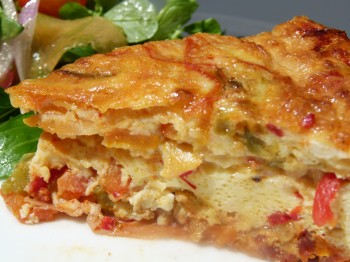 Piperade crustless quiche with salad