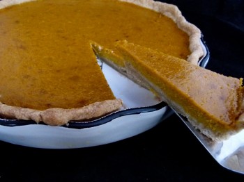 Thanksgiving kabocha pie with flaky chestnut crust