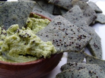 Chia Seed Chips with Soybean Hummus