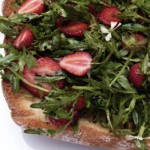 wild arugula and strawberry salad on a Ciabatta plank (April 15, 2012)