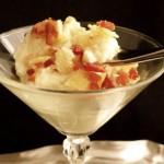 celeriac purée with crumbled bacon and potato chips
