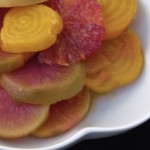  roasted golden beets and watermelon radishes with blood orange segments (January 5, 2012)