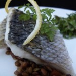 crispy, shiny loup de mer with Umbrian lentils (July 21, 2011)