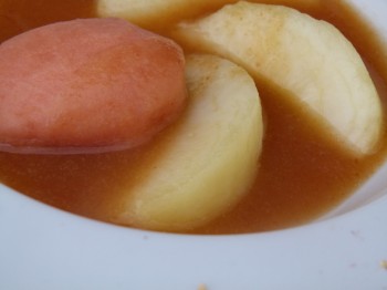 peach “soup” with fresh ginger