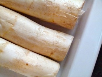 white asparagus as large as logs