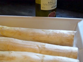 white asparagus as large as logs