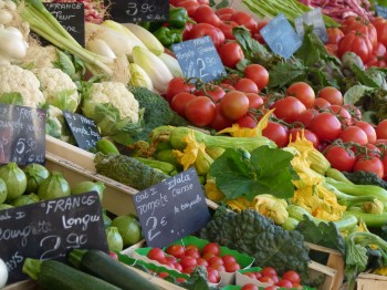 fresh vegetables at a summer market in Nice France