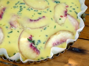 peach and tarragon clafoutis (clafouti aux pêches et estragon) unbaked chef morgan