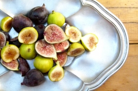 figs on silver platter