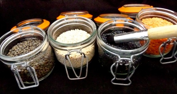 lentils in jars