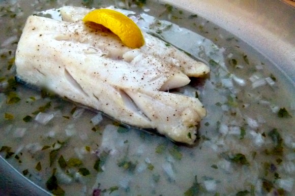 ghostly fish in black lentil night sky  (braised black cod on Beluga lentils with fresh thyme)  