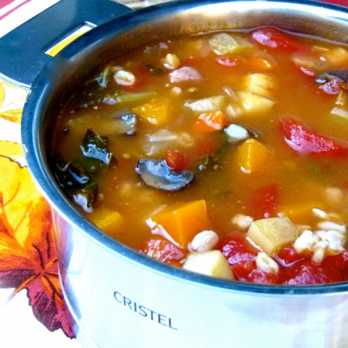 harvest minestrone with autumn vegetables and farro