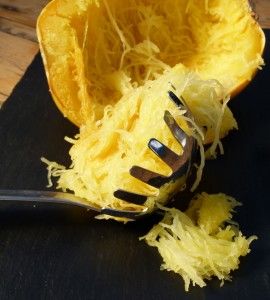 spaghetti squash being removed