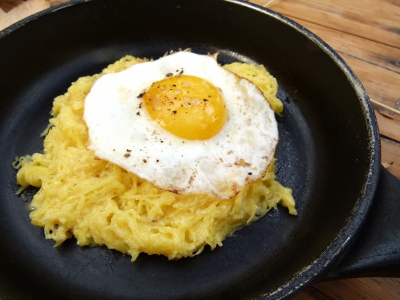 squash carbonara with egg