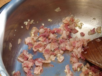 pancetta in fry pan