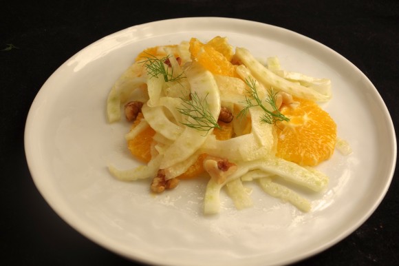 fennel and orange salad with toasted walnuts and Argan-honey dressing  