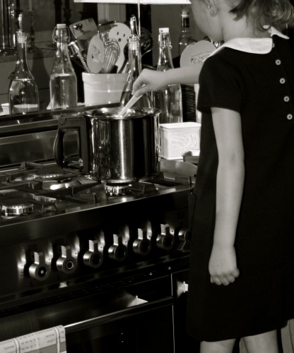 girl cooking in a home kitchen