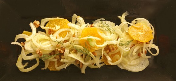 fennel and orange salad with toasted walnuts and Argan and honey dressing