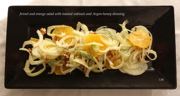 fennel and orange salad with toasted walnuts and Argan and honey dressing