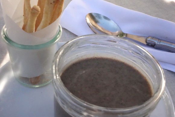 mushroom soup and breadsticks mushrooms, black truffles and terre à terre; mushroom soup with truffled straws
