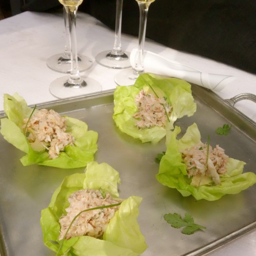 spicy crab appetizer on lettuce gluten free