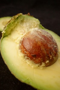 sliced open avocado